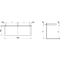 LAUFEN LANI Umývadlová doska 1400, bez výrezu, hrúbka: 65 mm, vr. 3 nástenných držiakov, 1370x495x65 mm, Biela matná 260, H4046801122601