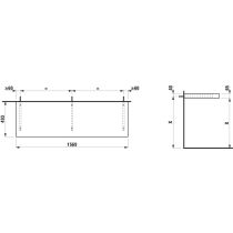 LAUFEN LANI Umývadlová doska 1600, bez výrezu, hrúbka: 65 mm, vr. 3 nástenných držiakov, 1570x495x65 mm, Divoký dub 267, H4046901122671