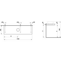 LAUFEN LANI Umývadlová doska 1600, s 1 výrezom uprostred, hrúbka: 65 mm, vr. 3 nástenných držiakov, 1570x495x65 mm, Šedá traffic 266, H4046911122661