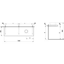 LAUFEN LANI Umývadlová doska 1600, s výrezom vpravo, hrúbka: 65 mm, vr. 3 nástenných držiakov, 1570x495x65 mm, Biela matná 260, H4046931122601