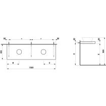 LAUFEN LANI Umývadlová doska 1600, s výrezom vľavo a vpravo, hrúbka: 65 mm, vr. 3 nástenných držiakov, 1570x495x65 mm, Šedá traffic 266, H4046941122661