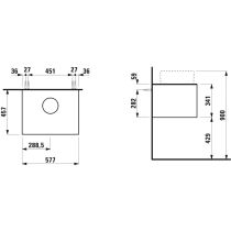 LAUFEN SONAR Skrinka pod umývadlo, s 1 zásuvkou, pre umývadlové misy H812340, H812341, H812342, H812343, s výrezom uprostred, 575x455x340 mm, Biela matná & nero marquina 143, H4054010341431