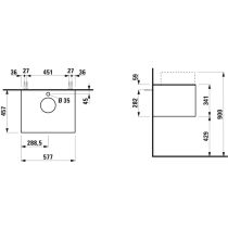 LAUFEN SONAR Skrinka pod umývadlo, s 1 zásuvkou, pre umývadlové misy H812340, H812341, H812342, H812343, s výrezom uprostred vr. otvoru pre batériu uprostred, 575x455x340 mm, Biela matná & nero marquina 143, H4054050341431
