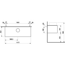 LAUFEN SONAR Skrinka pod umývadlo, s 1 zásuvkou, pre umývadlové misy H812340, H812341, H812342, H812343, s výrezom uprostred, 1175x455x340 mm, Meď 041, H4054210340411