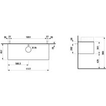 LAUFEN SONAR Skrinka pod umývadlo, s 1 zásuvkou, pre umývadlové misy H812340, H812341, H812342, H812343, s výrezom uprostred vr. otvoru pre batériu uprostred, 1175x455x340 mm, Biela matná & nero marquina 143, H4054250341431