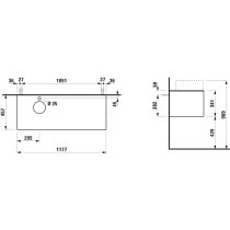LAUFEN SONAR Skrinka pod umývadlo, s 1 zásuvkou, pre umývadlové misy H812340, H812341, H812342, H812343, s výrezom vľavo vr. otvoru pre batériu uprostred, 1175x455x340 mm, Biela matná & nero marquina 143, H4054260341431
