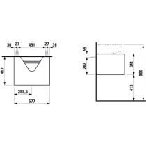 LAUFEN SONAR Skrinka pod umývadlo s 1 zásuvkou, pre umývadielko H816341, s výrezom uprostred, 575x455x340 mm, Meď & nero marquina 141, H4054310341411