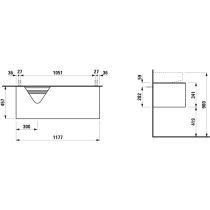 LAUFEN SONAR Skrinka pod umývadlo, s 1 zásuvkou, pre umývadielka H816341/H816342, s výrezom vľavo, 1175x455x340 mm, Zlato & nero marquina 140, H4054520341401