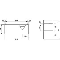 LAUFEN SONAR Skrinka pod umývadlo, s 1 zásuvkou, pre umývadielka H816341/H816342, s výrezom vpravo, 1175x455x340 mm, Biela matná & nero marquina 143, H4054530341431