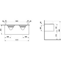 LAUFEN SONAR Skrinka pod umývadlo, s 1 zásuvkou, pre umývadielka H816341, s výrezom vľavo a vpravo, 1175x455x340 mm, Zlato & nero marquina 140, H4054540341401