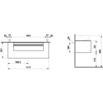 LAUFEN SONAR Skrinka pod umývadlo, s 1 zásuvkou, pre umývadlo H816347, s výrezom uprostred, 1175x455x340 mm, Biela matná 170, H4054610341701