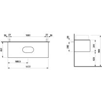 LAUFEN SONAR Skrinka pod umývadlo, s 1 zásuvkou, pre umývadla H812348, H812349, s výrezom uprostred, 1175x455x340 mm, Titán & nero marquina 142, H4054710341421