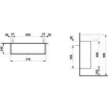 LAUFEN SONAR Skrinka pod umývadlo, 2 dvierka, pre umývadlo H810344, 775x240x600 mm, Titán 042, H4054850340421