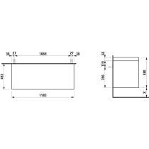 LAUFEN LANI Modulárna zostava 1200, umývadlová doska 65 mm (.260 šedá traffic), bez výrezu, s 2 zásuvkami, 1185x495x580 mm, Divoký dub 267, H4055701122671