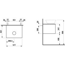 LAUFEN THE NEW CLASSIC Skrinka pod umývadlo 600, s 1 zásuvkou, s výrezom uprostred, pre umývadlové misy H812850/H812851/H812852/H812853, 575x455x345 mm, Šedá traffic 627, H4060010856271