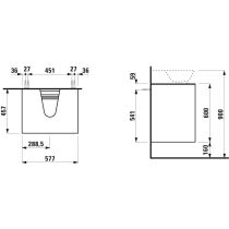 LAUFEN THE NEW CLASSIC Skrinka pod umývadlo 600, s 2 zásuvkami, pre umývadlá H816852, 575x455x600 mm, Biela matná 170, H4060040851701