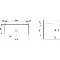 LAUFEN THE NEW CLASSIC Skrinka pod umývadlo 1200, s 2 zásuvkami, s výrezom uprostred, pre umývadlové misy H812850/H812851/H812852/H812853, 1175x455x600 mm, Biela matná 170, H4060220851701