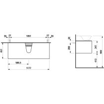 LAUFEN THE NEW CLASSIC Skrinka pod umývadlo 1200, s 1 zásuvkou, s výrezom uprostred, pre umývadlá H816852, 1175x455x345 mm, Černený dub 628, H4060230856281