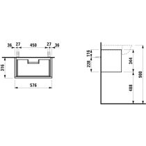 LAUFEN THE NEW CLASSIC Skrinka pod umývadlo, s 1 zásuvkou, pre umývadlá H813853, 575x315x345 mm, Biela matná 170, H4060310851701