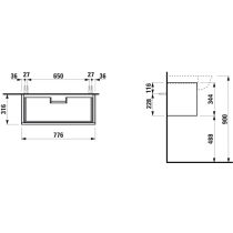 LAUFEN THE NEW CLASSIC Skrinka pod umývadlo, s 1 zásuvkou, pre umývadlá H813855, 775x315x345 mm, Šedá traffic 627, H4060410856271