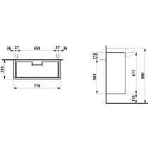 LAUFEN THE NEW CLASSIC Skrinka pod umývadlo, s 2 zásuvkami, pre umývadlá H813855, 775x315x675 mm, Biela matná 170, H4060420851701