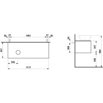 LAUFEN THE NEW CLASSIC Skrinka pod umývadlo, s 1 zásuvkou, s výrezom vľavo, pre umývadlové misy 812850, 812851, 812852, 812853, 1175x455x345 mm, Šedá traffic 627, H4060810856271