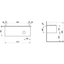 LAUFEN THE NEW CLASSIC Skrinka pod umývadlo 118 × 45 × 35 cm, s 1 zásuvkou, s výrezom vpravo, pre umývadlové misy 812850, 812851, 812852, 812853, 1175x455x345 mm, Šedá traffic 627, H4060820856271