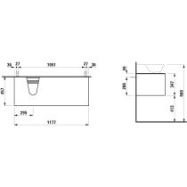 LAUFEN THE NEW CLASSIC Skrinka pod umývadlo, s 1 zásuvkou, s výrezom vľavo, pre umývadlá 816852, 1175x455x345 mm, Černený dub 628, H4060850856281