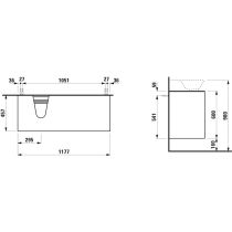 LAUFEN THE NEW CLASSIC Skrinka pod umývadlo, s 2 zásuvkami, s výrezom vľavo, pre umývadlá 816852, 1175x455x600 mm, Šedá traffic 627, H4060870856271
