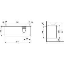 LAUFEN THE NEW CLASSIC Skrinka pod umývadlo, s 2 zásuvkami, s výrezom vpravo, pre umývadlá 816852, 1175x455x600 mm, Šedá traffic 627, H4060880856271