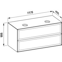 LAUFEN THE NEW CLASSIC Skrinka pod umývadlo 1200, s 2 zásuvkami, pre umývadlové misy H812850/H812851, 1175x455x600 mm, Biela matná 170, H4060890851701