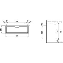 LAUFEN THE NEW CLASSIC Skrinka pod umývadlo, s 2 zásuvkami, pre umývadlo H813857, 975x315x665 mm, Černený dub 628, H4060920856281
