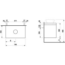 LAUFEN LANI Modulárna zostava 800, umývadlová doska 65 mm (.267 divoký dub), s 1 výrezom uprostred, s 2 zásuvkami, 785x495x580 mm, Biela matná 260, H4065511122601