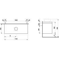 LAUFEN LANI Modulárna zostava 1200, umývadlová doska 65 mm (.267 divoký dub), s 1 výrezom uprostred, s 2 zásuvkami, 1185x495x580 mm, Divoký dub 267, H4065711122671