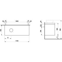 LAUFEN LANI Modulárna zostava 1200, umývadlová doska 65 mm (.267 divoký dub), s výrezom vľavo, s 2 zásuvkami, 1185x495x580 mm, Divoký dub 267, H4065721122671