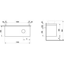 LAUFEN LANI Modulárna zostava 1200, umývadlová doska 65 mm (.267 divoký dub), s výrezom vpravo, s 2 zásuvkami, 1185x495x580 mm, Biela lesklá 261, H4065731122611