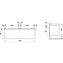LAUFEN LANI Modulárna zostava 1600, umývadlová doska 65 mm (.267 divoký dub), bez výrezu, so 2 zásuvkami: zásuvkový element 800 + zásuvkový element 800, 1570x495x580 mm, Biela lesklá 261, H4065901122611