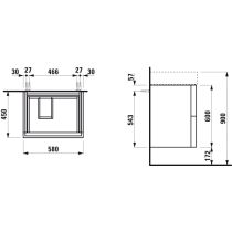 LAUFEN Kartell LAUFEN Skrinka pod umývadlo, s 2 zásuvkami, vrátane zásuvkového organizéra, pre umývadlo H810334, 580x450x600 mm, Horčicovo žltá 644, H4075580336441