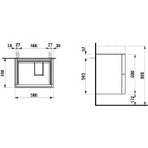 LAUFEN Kartell LAUFEN Skrinka pod umývadlo, s 2 zásuvkami, vrátane zásuvkového organizéra, pre umývadlo H810335, 580x450x600 mm, Biela matná 640, H4075680336401