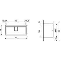 LAUFEN Kartell LAUFEN Skrinka pod umývadlo, s 2 zásuvkami, pre umývadlo H810337, 985x450x600 mm, Biela matná 640, H4076320336401