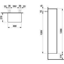 LAUFEN Kartell LAUFEN Vysoká skrinka, pánty dvierok vľavo, 400x270x1300 mm, Horčicovo žltá 644, H4082810336441