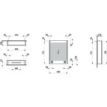 LAUFEN FRAME 25 Zrkadlová skrinka, hliníková, 1 dvojité zrkadlové dvere, s 2 LED osvetľovacími prvkami, s EÚ zásuvkami, so senzorovým vypínačom, pravé dvere, 600x150x750 mm, Zrkadlo 144, H4084029001441