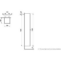 LAUFEN SPACE Vysoká skrinka so zrkadlovými dvierkami, ľavo-pravé otváranie, 300x300x1700 mm, Biela matná, hliníková rúčka 100, H4109011601001