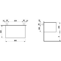 LAUFEN ARUN Zásuvkový element 800, s 1 zásuvkou, bez výrezu, s vrchnou doskou Ardesia Bianca, 805x505x390 mm, Noce Canaletto – drevená dyha 630, H4141001516301