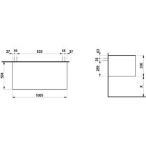 LAUFEN ARUN Zásuvkový element 1000, s 1 zásuvkou, bez výrezu, s vrchnou doskou Ardesia Bianca, 1005x505x390 mm, Noce Canaletto – drevená dyha 630, H4141101516301