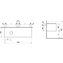 LAUFEN ARUN Zásuvkový element 1400, s 2 zásuvkami, s výrezom vľavo, s vrchnou doskou Ardesia Bianca, 1405x505x390 mm, Noce Canaletto – drevená dyha 630, H4141321516301