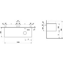 LAUFEN ARUN Zásuvkový element 1400, s 2 zásuvkami, s výrezom vpravo, s vrchnou doskou Ardesia Bianca vr. otvoru pre batériu, 1405x505x390 mm, Špeciálne farby 990, H4141371519901