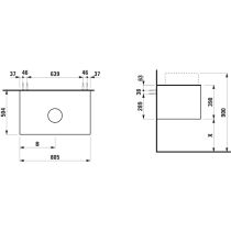 LAUFEN ARUN Zásuvkový element 800, s 1 zásuvkou, s výrezom uprostred, s vrchnou doskou Ardesia Nera, 805x505x390 mm, Noce Canaletto – drevená dyha 630, H4151011516301