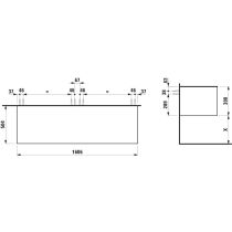 LAUFEN ARUN Zásuvkový element 1600, s 2 zásuvkami, bez výrezu, s vrchnou doskou Ardesia Nera, 1605x505x390 mm, Špeciálne farby 990, H4151401519901