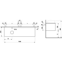 LAUFEN ARUN Zásuvkový element 1600, s 2 zásuvkami, s výrezom vľavo, s vrchnou doskou Ardesia Nera vr. otvoru pre batériu, 1605x505x390 mm, Bledý dub 250, H4151461512501